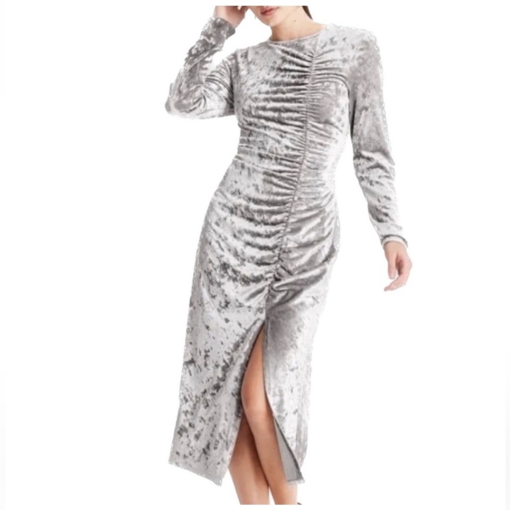 Macy's Silver Velvet Midi Dress